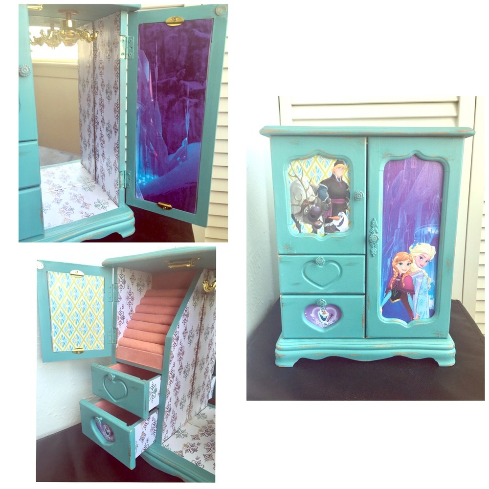 Vntg Jewelry Cabinet Redo/Disney’s Frozen Inspired